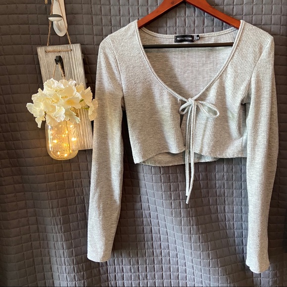 pretty little thing tie front cardigan